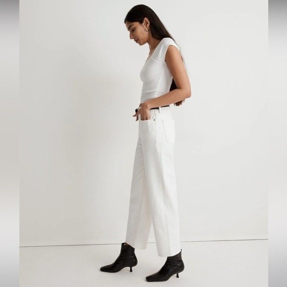 Madewell Perfect Vintage Wide Leg Crop Jeans Size 31 X 27 Tile White Summer - Picture 3 of 12